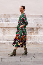 Load image into Gallery viewer, GREEN COREANA COTTON DRESS EMBROIDERY
