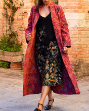 Load image into Gallery viewer, ORANGE/PINK JACQUARD LONG COAT