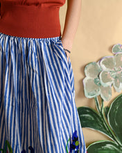 Load image into Gallery viewer, BLUE STRIPES EMBROIDERED SKIRT