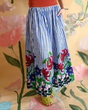 Load image into Gallery viewer, BLUE STRIPES EMBROIDERED SKIRT