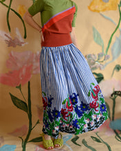 Load image into Gallery viewer, BLUE STRIPES EMBROIDERED SKIRT