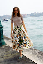 Load image into Gallery viewer, PLEAT EMBROIDERED COTTON MIDI SKIRT
