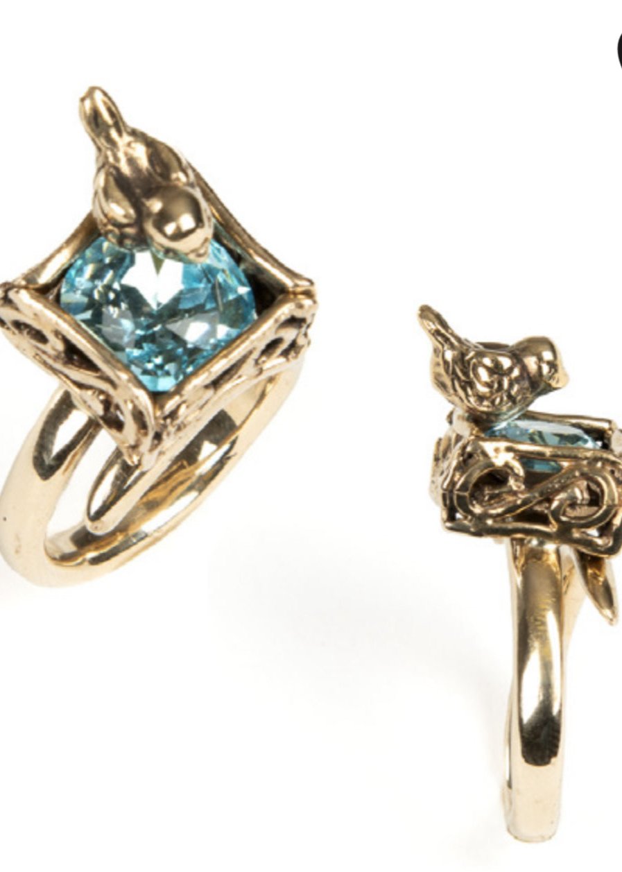 BIRD AND AQUA-BOHEMIAN STONE RING