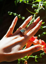 Load image into Gallery viewer, BIRD AND AQUA-BOHEMIAN STONE RING
