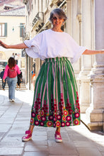 Load image into Gallery viewer, GREEN STRIPE SKIRT EMBROIDERY
