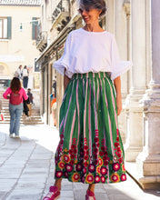 Load image into Gallery viewer, GREEN STRIPE SKIRT EMBROIDERY
