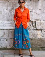 Load image into Gallery viewer, BLUE ORANGE SKIRT WITH BUTTONS
