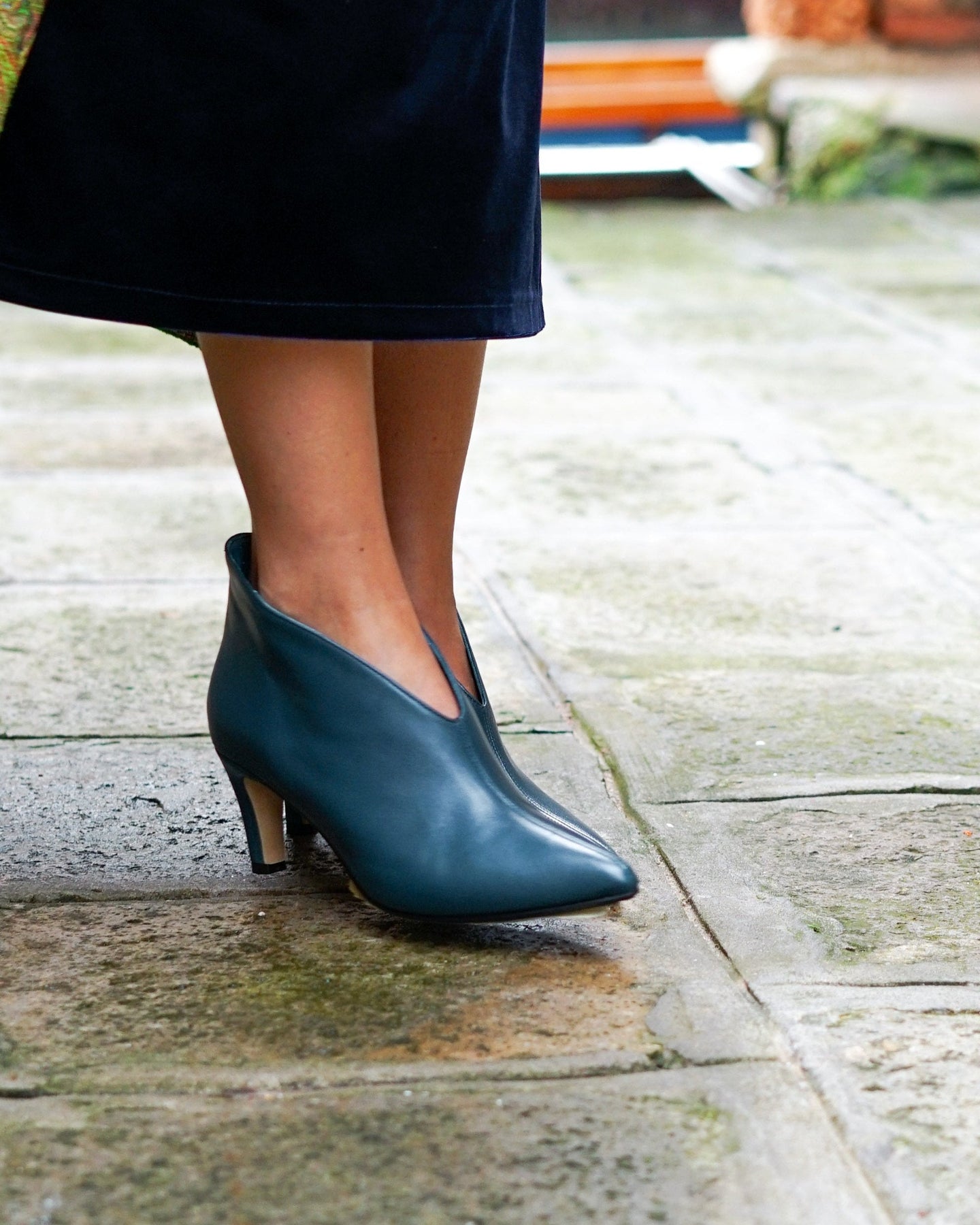 TEAL LEATHER BOOTIES