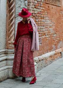 RED Pleat Maxi Skirt