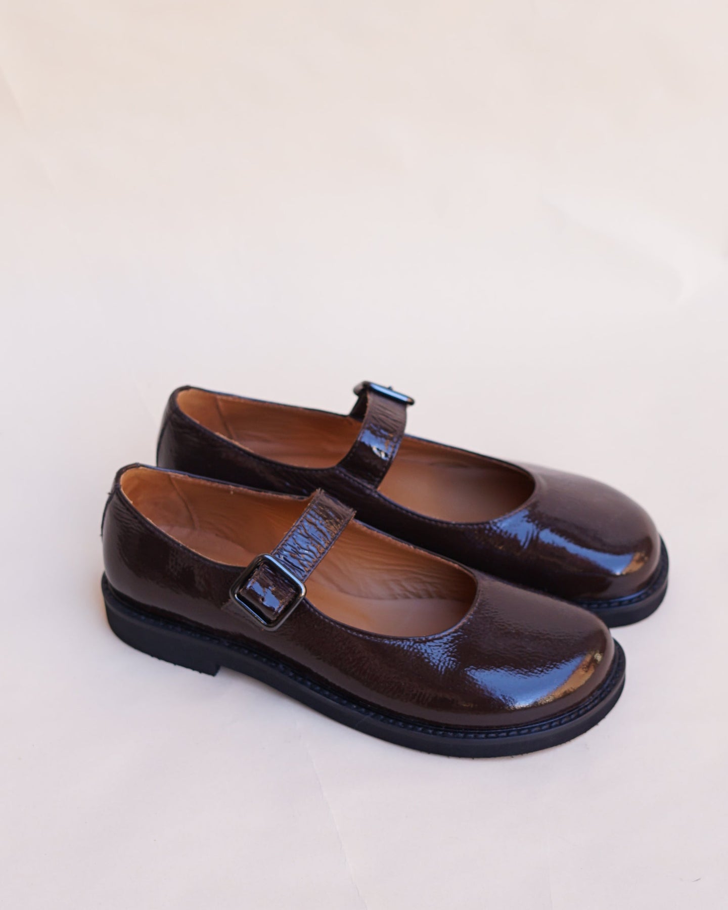 BROWN PATENT MARY JANES