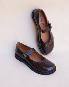BROWN PATENT MARY JANES