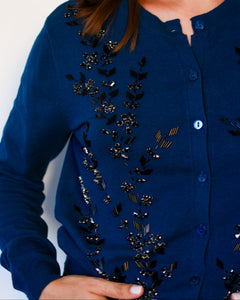 BEADED CARDIGAN - BLUE