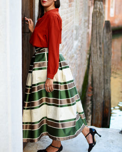 GREEN STRIPES MAXI SKIRT