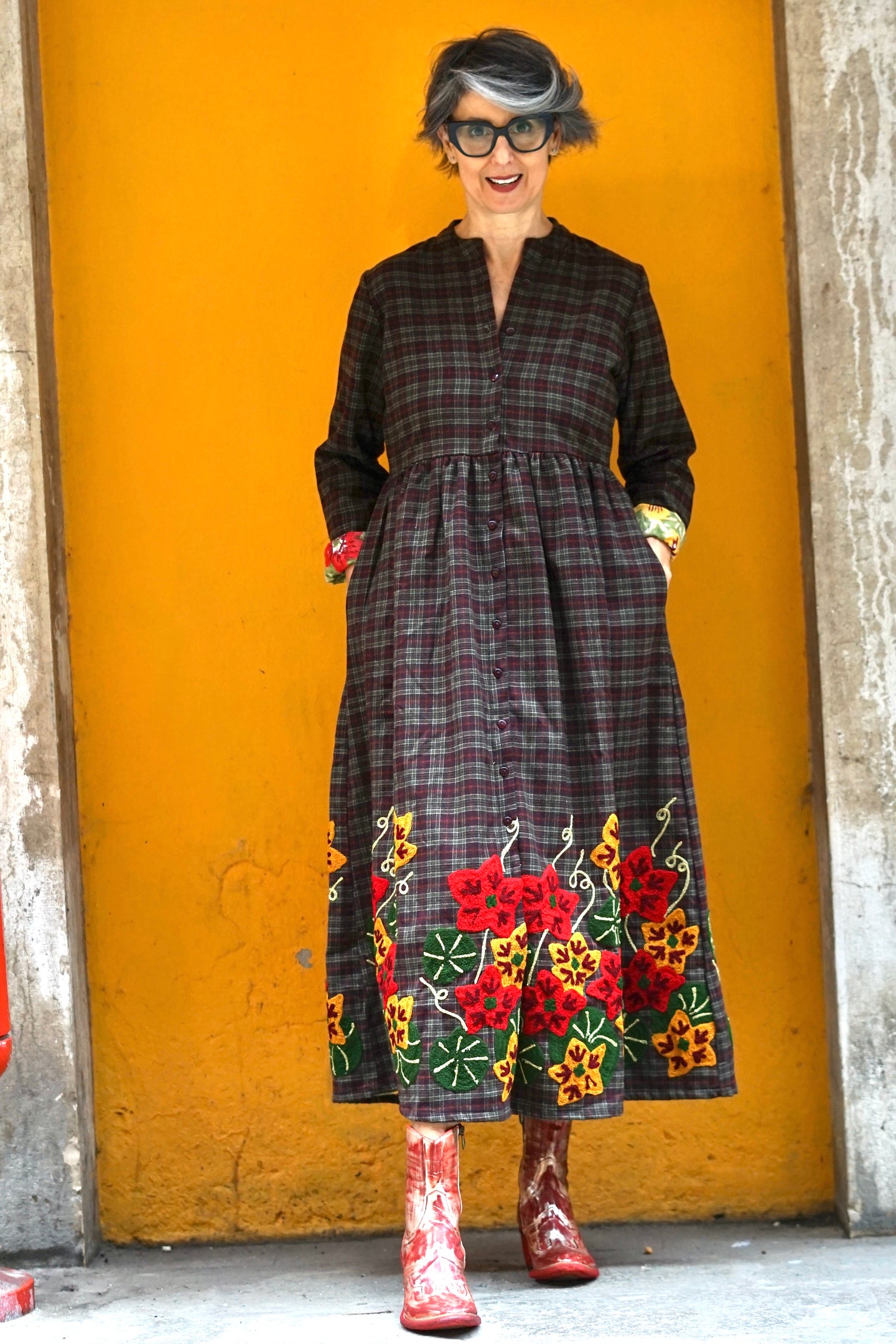 WOOL DRESS WITH EMBROIDERY