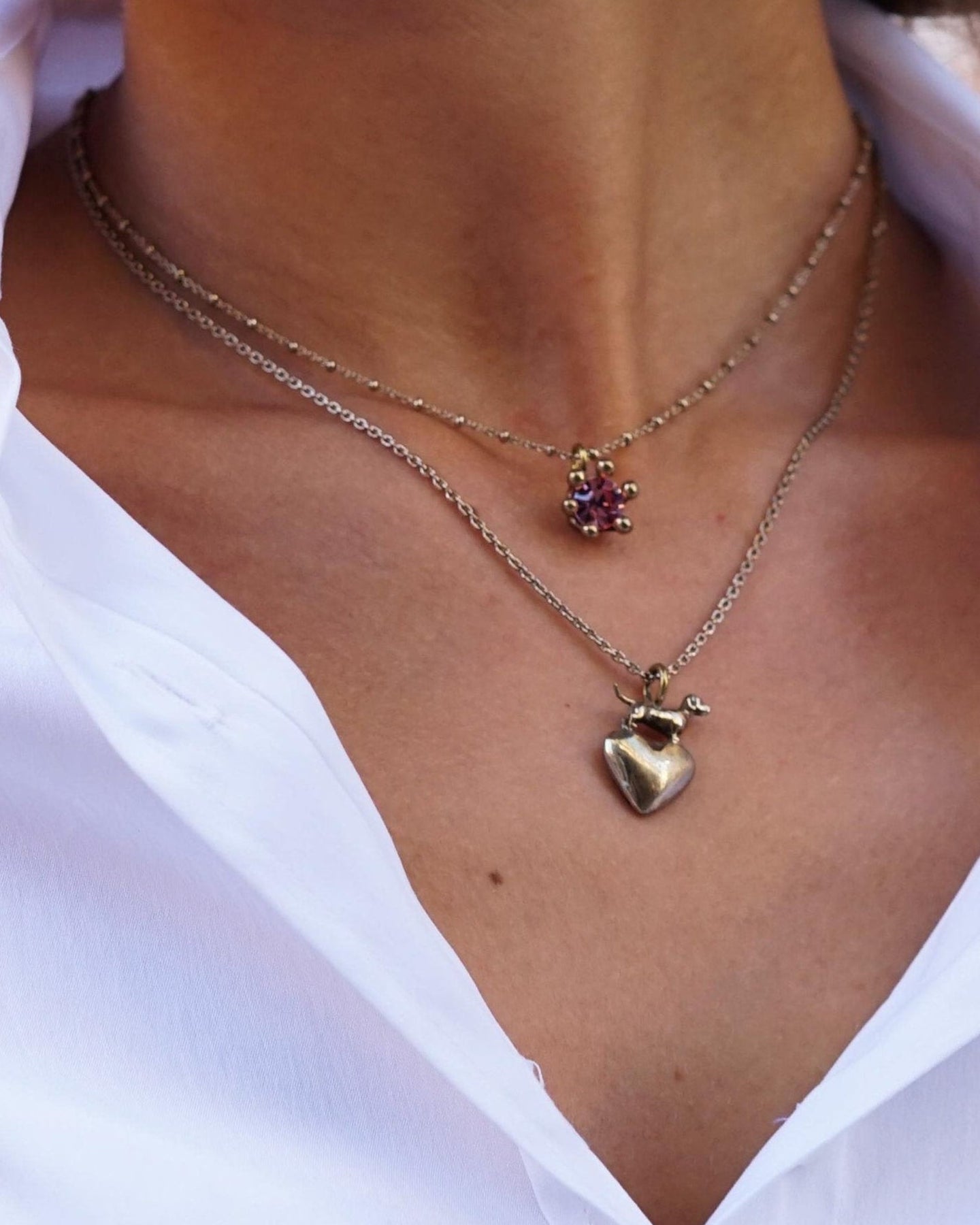 DACHSHUND HEART BRONZE NECKLACE