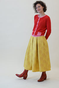 Pleat Jacquard Midi Skirt
